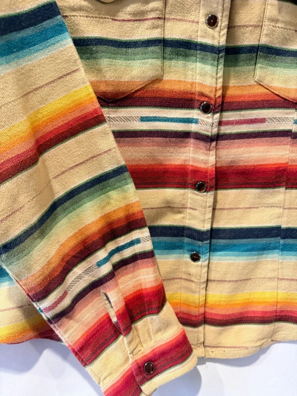Vintage Southwestern Stripe Button-Front Shirt Jacket - Multicolor - Picture 2 of 8